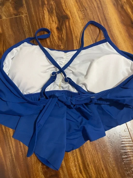 Amazon Blue Ruffle Swim Top - Picture 4 of 6